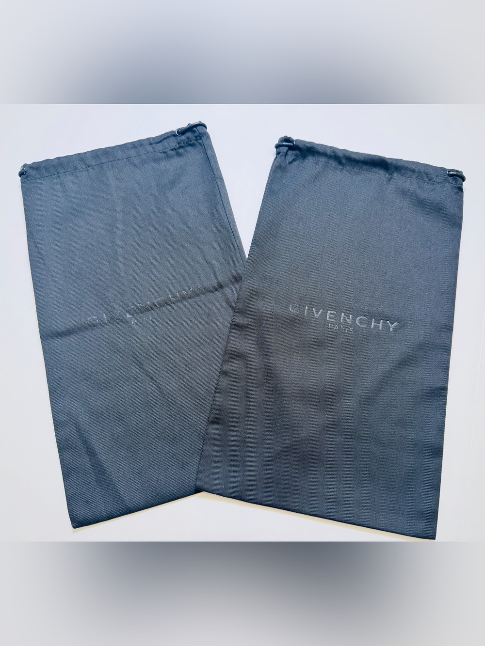 Authentic! Givenchy Paris Set Of 2 Black Drawstring Dust Bags 14.5 By 8.5